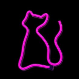 Dekorativní LED neon Kočka růžová