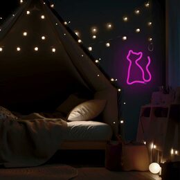 Dekorativní LED neon Kočka růžová