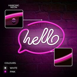 Dekorativní LED neon Hello růžovo bílé