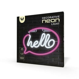 Dekorativní LED neon Hello růžovo bílé