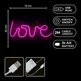 Dekorativní LED neon Love růžový