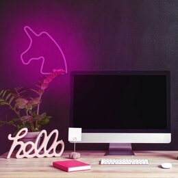 Dekorativní LED neon Jednorožec růžový