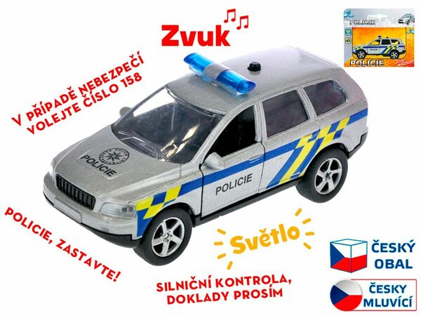 Mikro auto Policie CZ 11cm česky mluvící se světlem na zpětný chod