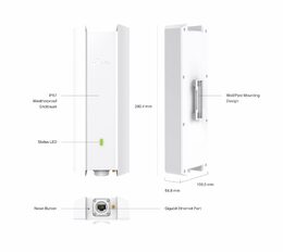 WiFi router TP-Link EAP623-Outdoor HD venkovní AP, 1x GLAN, 2,4/5 GHz, AX1800, Omáda SDN