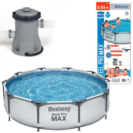 BESTWAY 56408 - Bazén s konstrukcí Steel Pro MAX™ 305 x 76 cm + kartušová filtrací