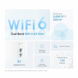 WiFi router TP-Link Deco X10(2-pack) AX1500, WiFi 6, 2x GLAN, 2,4/5GHz