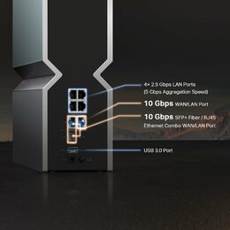 WiFi router TP-Link Archer BE800 BE19000, WiFi 7, 1x 10GWAN, 4x 2.5GLAN, 1x 10GLAN/SFP+, USB, 2,4/5/6GHz