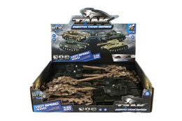 Tank plast 23x8cm na setrvačník na baterie se světlem se zvukem 2 barvy 8ks v boxu