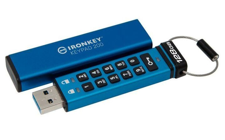 Flash disk Kingston IronKey Keypad 200, 128GB, 145MB/s, USB 3.2 Gen 1, USB-A