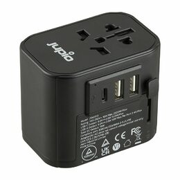 Adaptér Jupio Travel Adapter 2x USB-A 1x USB-C 15.5W uviverzální cestovní