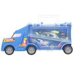 Auto kamion +auto 2ks závodní plast na volný chod 3 barvy 5x7x16cm