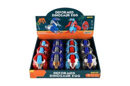 Dinosaurus/robot skládací vejce plast 11cm ve fólii 4 barvy 12ks v boxu