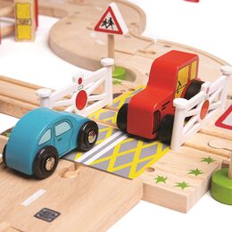 Bigjigs Rail Dřevěná vláčkodráha s venkovskou cestou 80 dílů