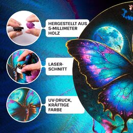 EscapeWelt Dřevěné luminiscenční puzzle Motýl 200 dílků