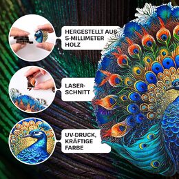 EscapeWelt Dřevěné puzzle Páv 500 dílků