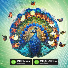 EscapeWelt Dřevěné puzzle Páv 200 dílků