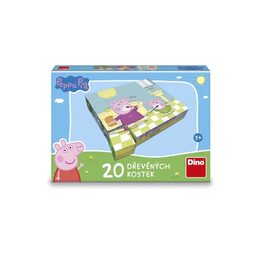 Dino Dřevěné obrázkové kostky Peppa pig Veselý den 20 kostek