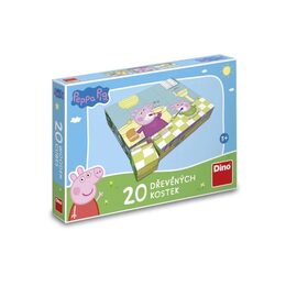 Dino Dřevěné obrázkové kostky Peppa pig Veselý den 20 kostek