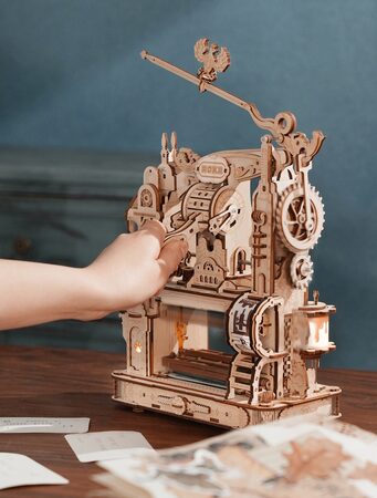 RoboTime 3D dřevěné mechanické puzzle Tiskařský lis