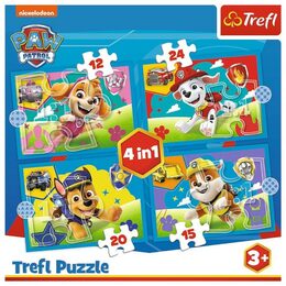 Puzzle 4v1 Štěňata v běhu Tlapková patrola/Paw Patrol 28,5x20,5cm v krabici 28x28x6cm