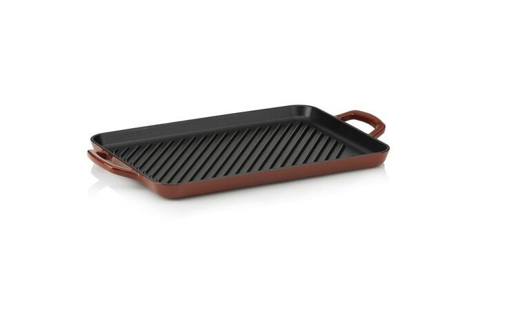 KELA Grilovací deska litinová Calido 35x25 cm červená KL-11939
