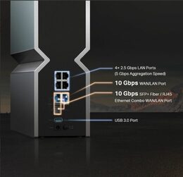 WiFi router TP-Link Archer BE800 BE19000, WiFi 7, 1x 10GWAN, 4x 2.5GLAN, 1x 10GLAN/SFP+, USB, 2,4/5/6GHz