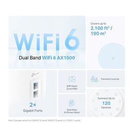 WiFi router TP-Link Deco X10(2-pack) AX1500, WiFi 6, 2x GLAN, 2,4/5GHz