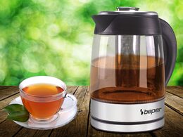 BEPER BB103 rychlovarná skleněná konvice se sítkem na čaj 2v1, LED podsvícení, 1