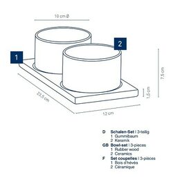 KELA Sada misek Gunten porcelán černý 3 kusy 23,5x12,0x7,5cm 10,0cm KL-10069