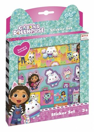 Gabby/Gabby&#039;s Dollhouse dárkový box se samolepkami v krabičce 17,5x24,5x1cm