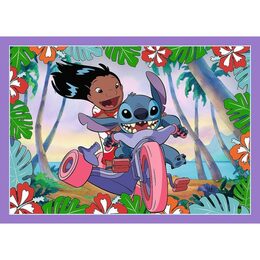 Puzzle 4v1 Bláznivý den Lilo&Stitch v krabici 28x28x6cm