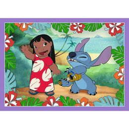 Puzzle 4v1 Bláznivý den Lilo&Stitch v krabici 28x28x6cm