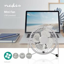 Ventilátor USB NEDIS FNDK1WT10 bílý 10 cm