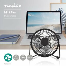 Kovový Mini Ventilátor, USB, černý