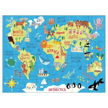 Mudpuppy Puzzle Mapa světa v látkovém pytlíku 36 dílků