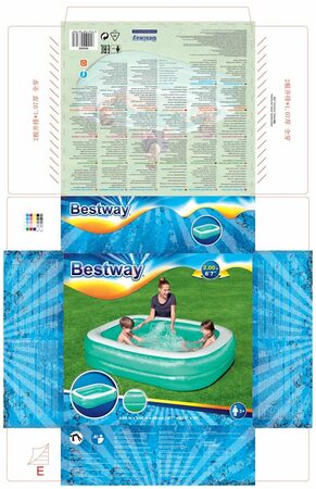 BESTWAY 54005 - Nafukovací bazén čtvercový tyrkysový 200 x 146 x 48 cm