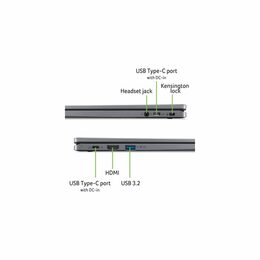 Ntb Acer Chromebook Plus 514 (CB514-3H-R3EX) R5--7520C, 14", 1920 x 1200 WUXGA , RAM 8GB, SSD 256GB, AMD Radeon 610M , Chrome OS  - stříbrný