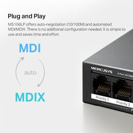 Switch TP-Link Mercusys MS106LP 2x LAN, 4x LAN s PoE, 40W