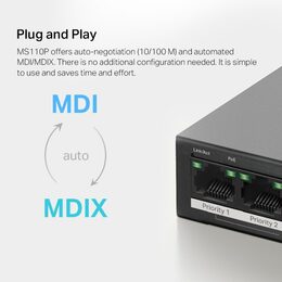 Switch TP-Link Mercusys MS110P 2x LAN s PoE, 8x LAN s PoE+, 65W
