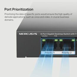 Switch TP-Link Mercusys MS108GP 1x GLAN, 7x GLAN s PoE+, 65W
