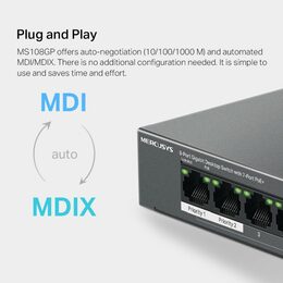 Switch TP-Link Mercusys MS108GP 1x GLAN, 7x GLAN s PoE+, 65W
