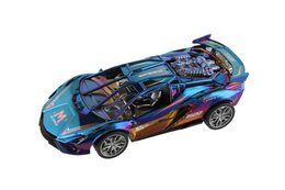 Auto sportovní plast 18cm na setrvačník na baterie se světlem se zvukem 2 barvy 8ks v boxu