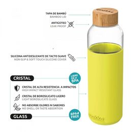 QUOKKA FLOW Skleněná láhev NEON GREEN 660ml