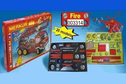 Stavebnice MERKUR FIRE Set 20 modelů 708ks 2 vrstvy v krabici 36x27x5,5cm