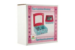 Skříňka šperkovnice Princess odklápěcí vrch dřevo 12,5x12x5x5cm v krabičce