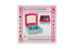 Skříňka šperkovnice Princess odklápěcí vrch dřevo 12,5x12x5x5cm v krabičce