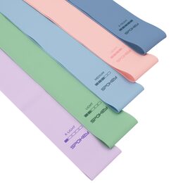 Spokey ARTIO SET Sada 5 posilovacích gum + obal, pastelové barvy