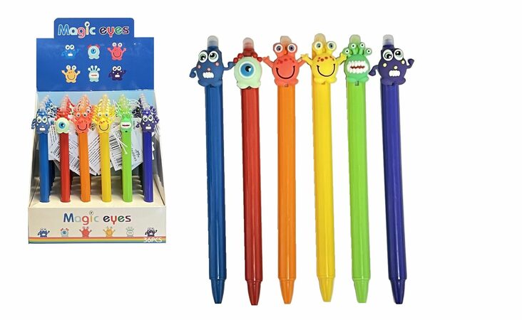 Teddies pero gumovací Magic eyes plast 14,5cm, hrot 0,5mm