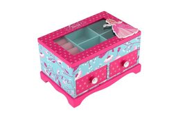 Skříňka šperkovnice Princess 2 zásuvky odklápěcí vrch  dřevo 18x12,5x12cm v krabici