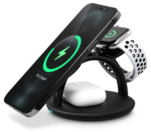 Nabíječka CONNECT IT MultiCharge 3 v 1 MagSafe Wireless Fast Charge bezdrátová, černá